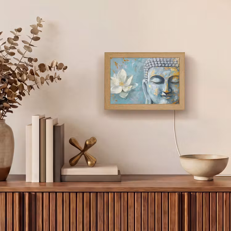 Lightbox - Wandlamp - Boeddha - Bloem - Lotus - Goud - Blauw — 4