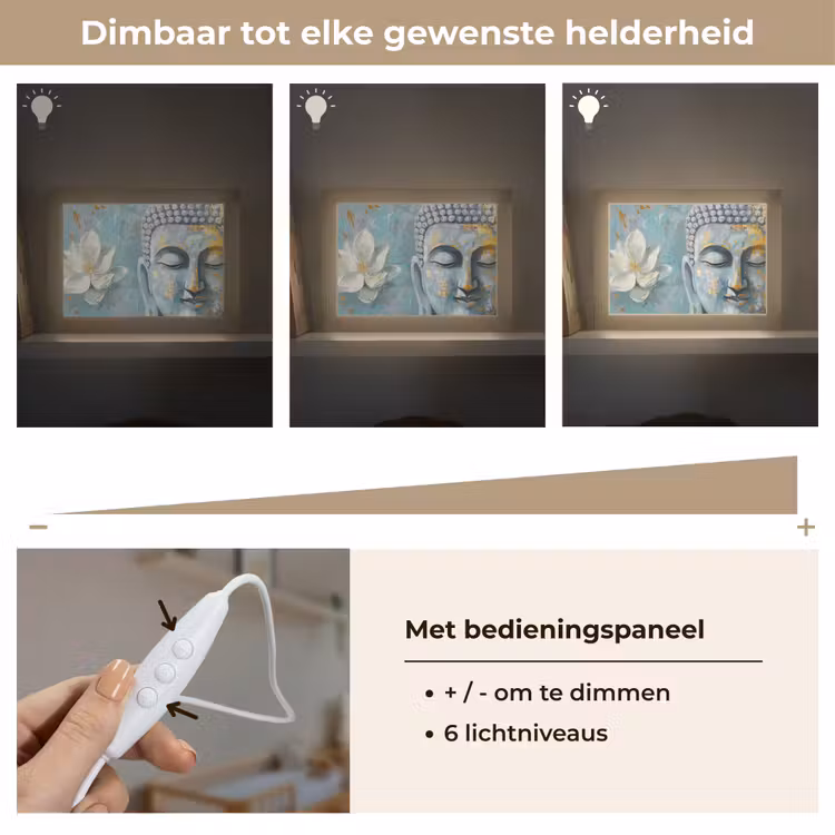 Lightbox - Wandlamp - Boeddha - Bloem - Lotus - Goud - Blauw — 8