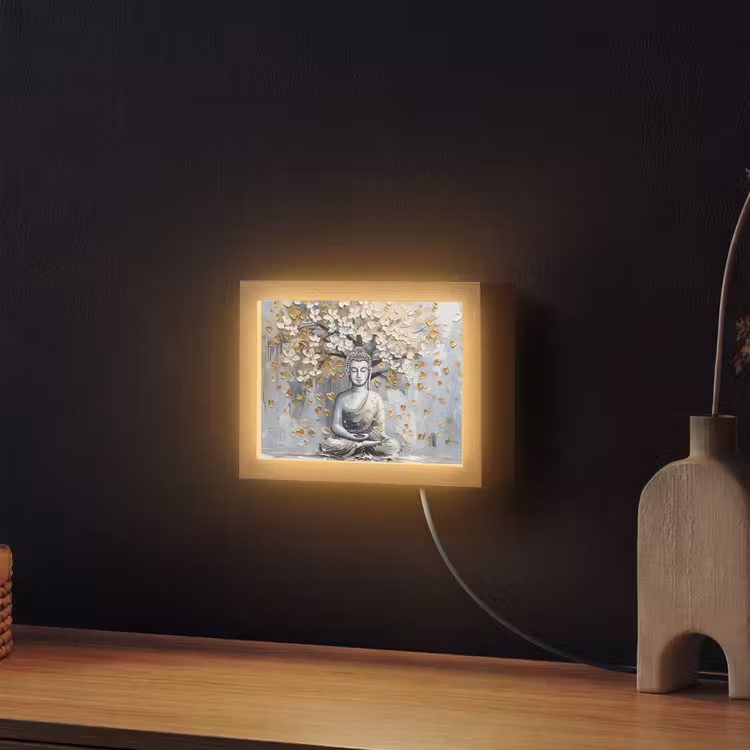 Lightbox - Wandlamp - Boeddha - Bloemen - Boom - Goud - Modern — 2