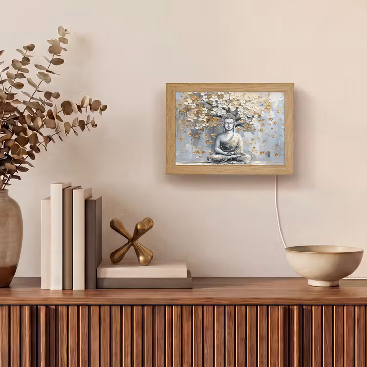 Lightbox - Wandlamp - Boeddha - Bloemen - Boom - Goud - Modern — 4