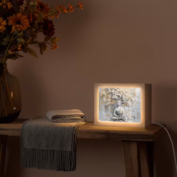Lightbox - Wandlamp - Boeddha - Bloemen - Boom - Goud - Modern — 5