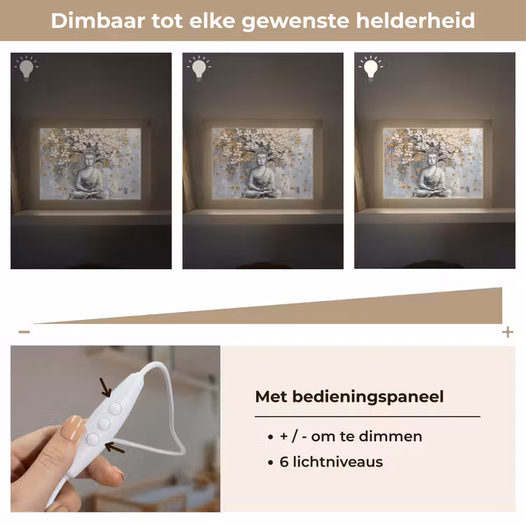 Lightbox - Wandlamp - Boeddha - Bloemen - Boom - Goud - Modern — 8