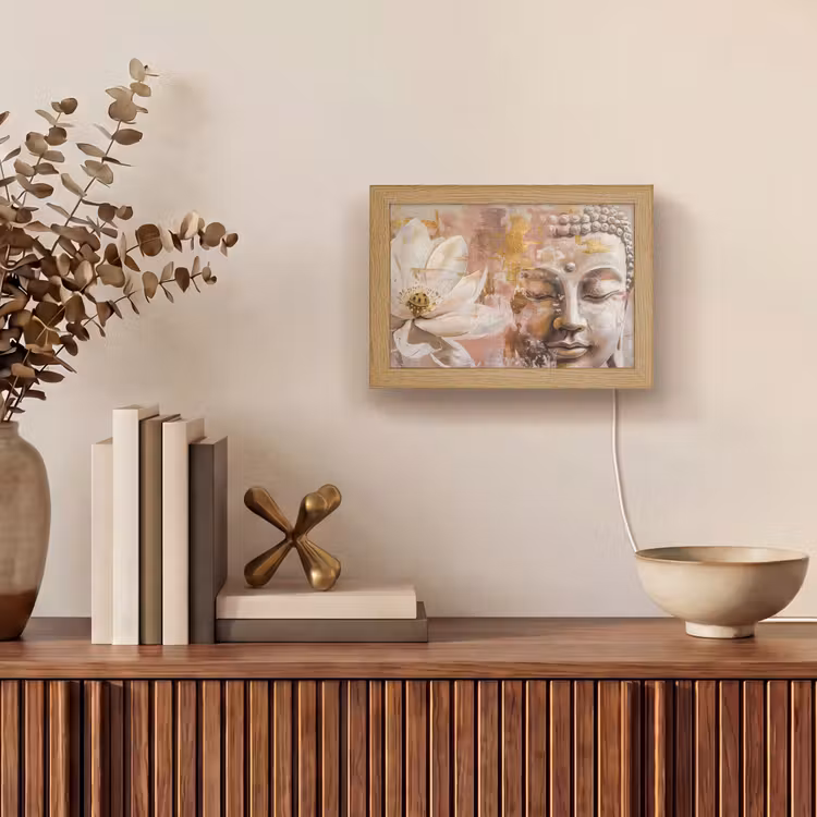 Lightbox - Wandlamp - Buddha - Bloem - Goud - Roze - Abstract — 4