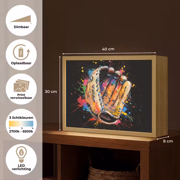 Lightbox - Wandlamp - Graffiti - Sport - Baseball - Honkbal — 10