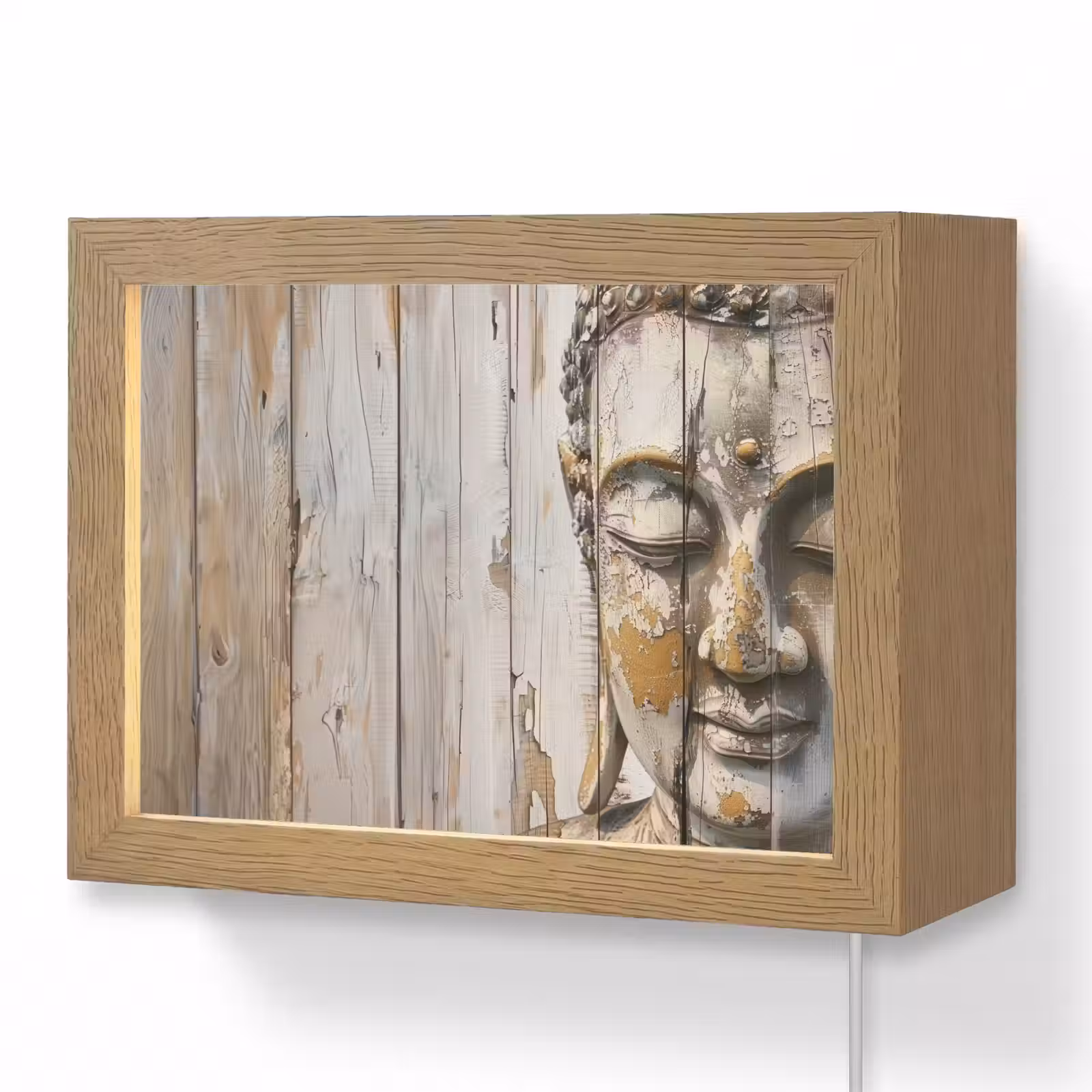 Lightbox - Wandlamp - Boeddha - Houtlook - Modern - Industrieel — 1