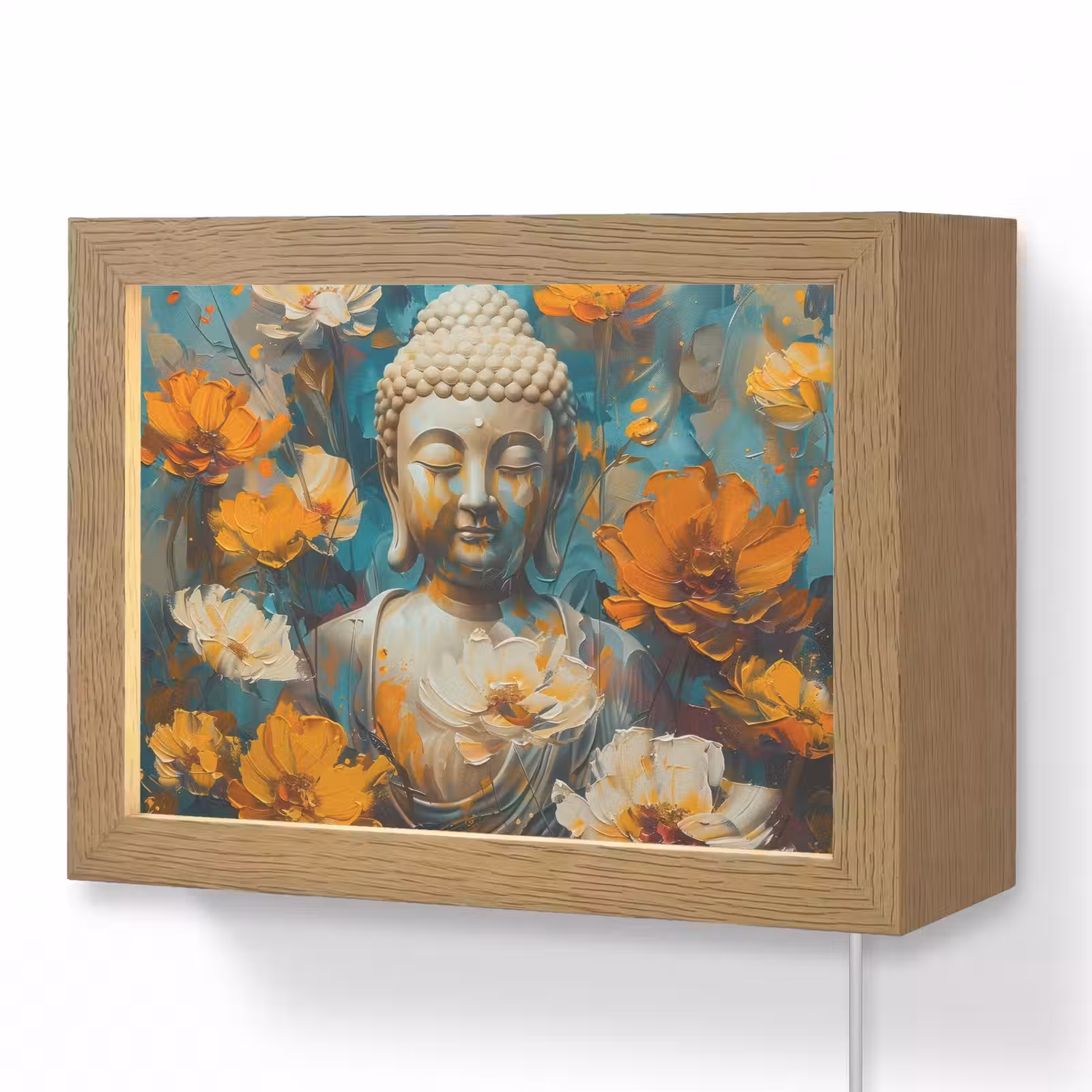 Lightbox - Wandlamp - Buddha - Bloemen - Kleurrijk - Modern — 1