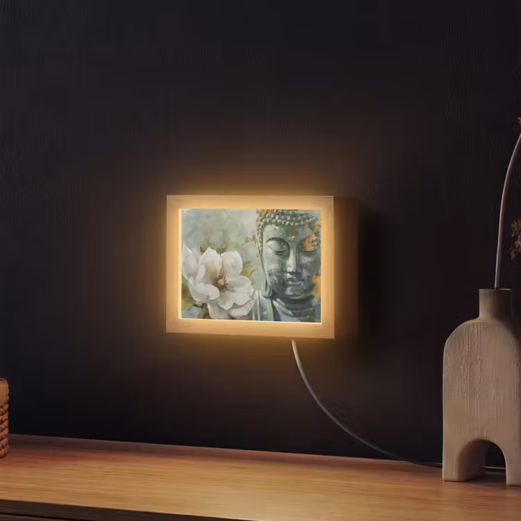 Lightbox - Wandlamp - Boeddha - Groen - Lotusbloem - Wit — 2