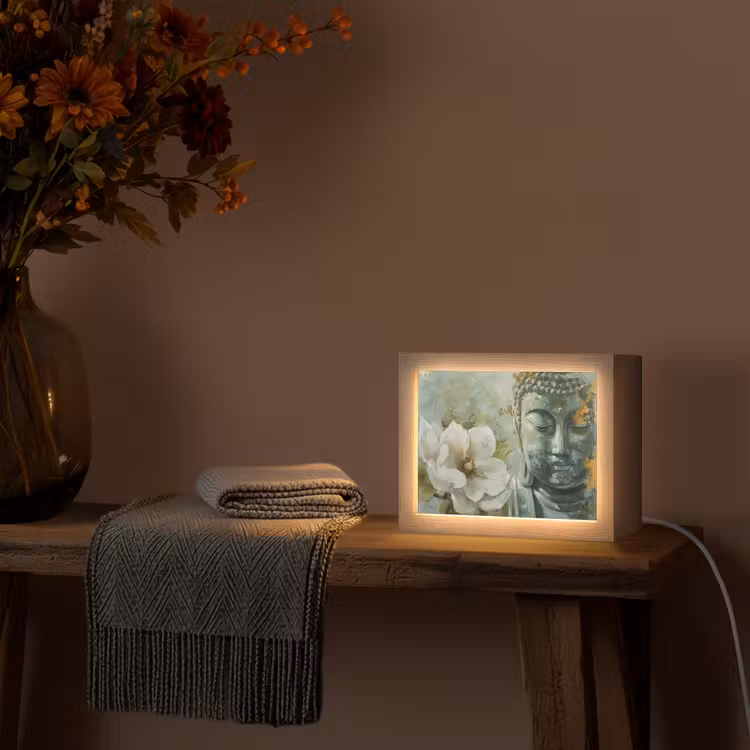 Lightbox - Wandlamp - Boeddha - Groen - Lotusbloem - Wit — 5