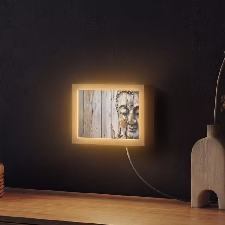 Lightbox - Wandlamp - Boeddha - Houtlook - Modern - Industrieel — 2