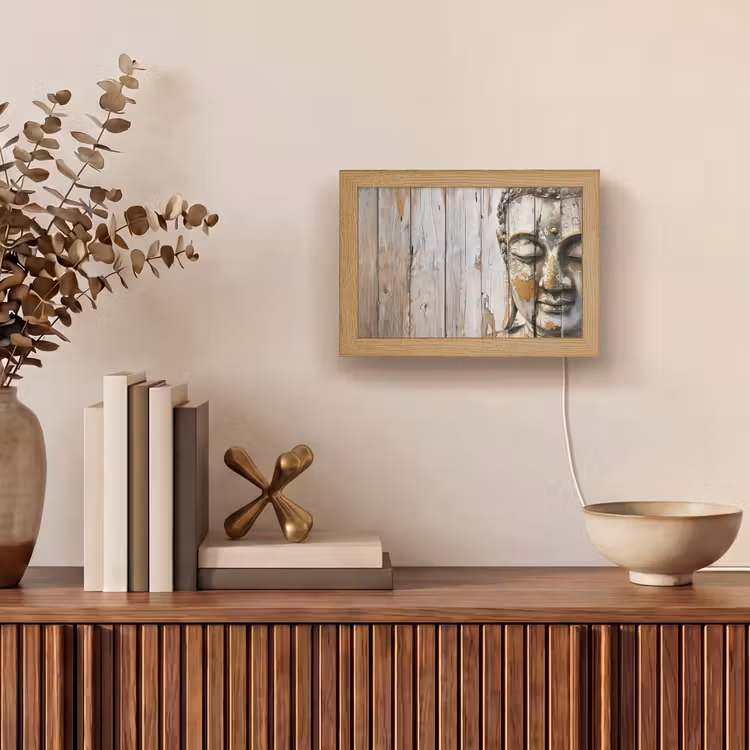 Lightbox - Wandlamp - Boeddha - Houtlook - Modern - Industrieel — 4