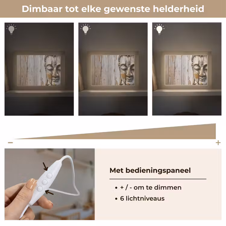 Lightbox - Wandlamp - Boeddha - Houtlook - Modern - Industrieel — 8