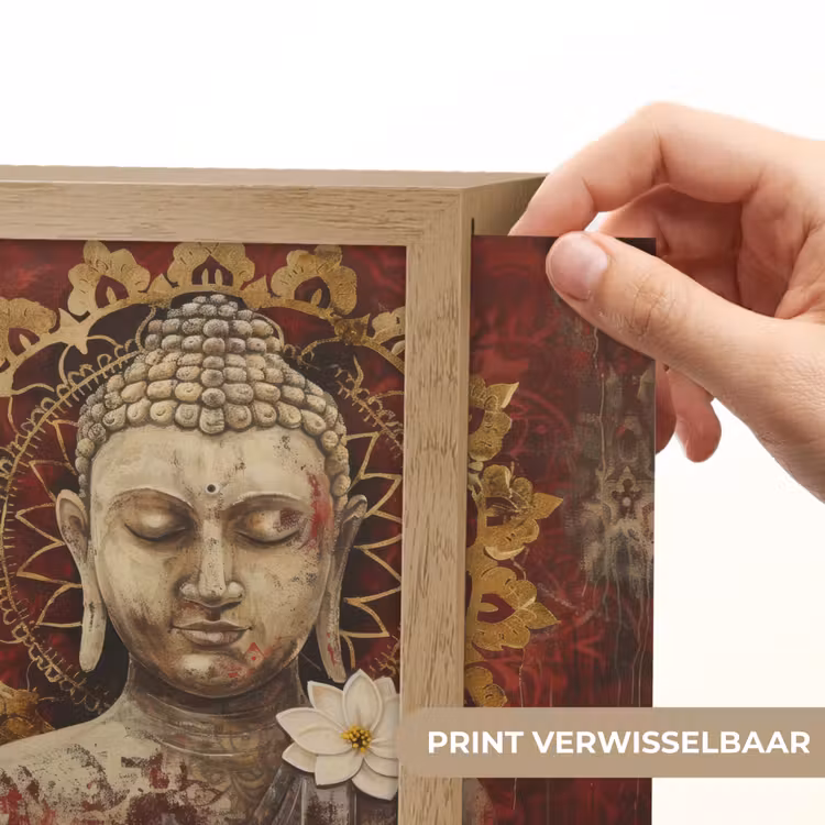 Lightbox - Wandlamp - Boeddha - Mandala - Bloem - Rood - Goud - Zen — 6