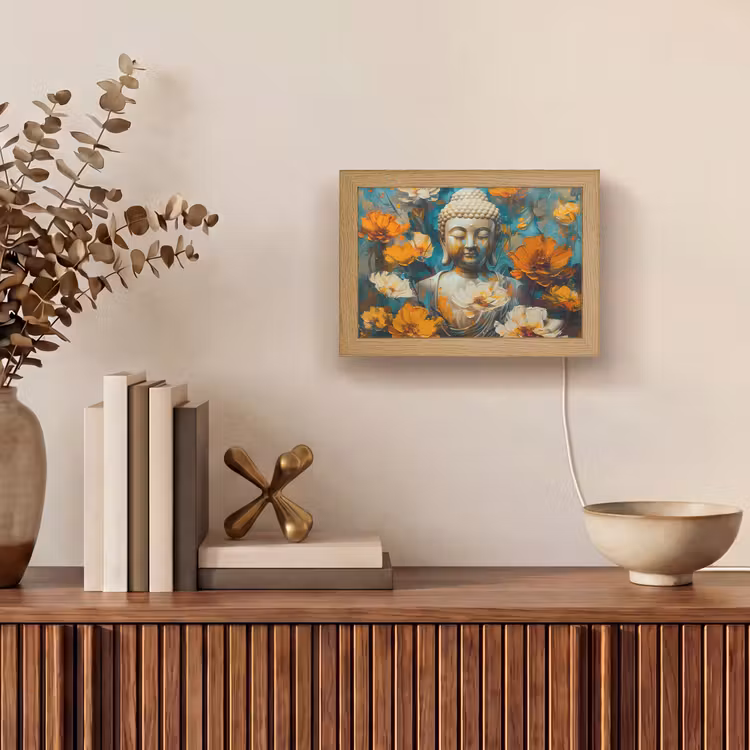 Lightbox - Wandlamp - Buddha - Bloemen - Kleurrijk - Modern — 4