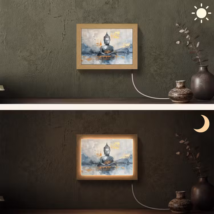 Lightbox - Wandlamp - Buddha - Goud - Abstract - Modern — 3