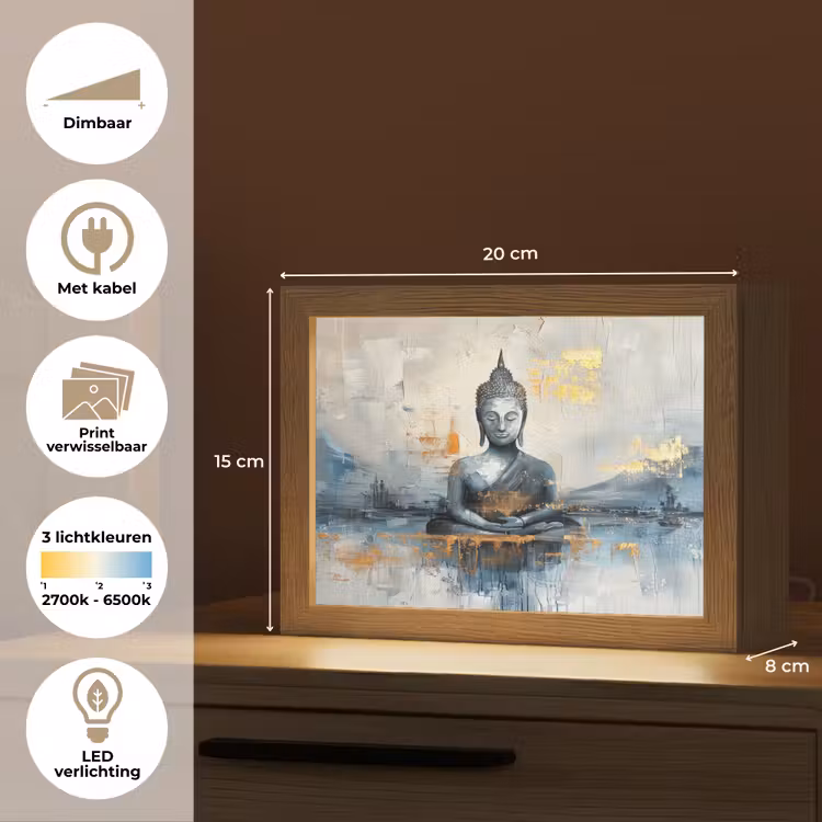 Lightbox - Wandlamp - Buddha - Goud - Abstract - Modern — 9