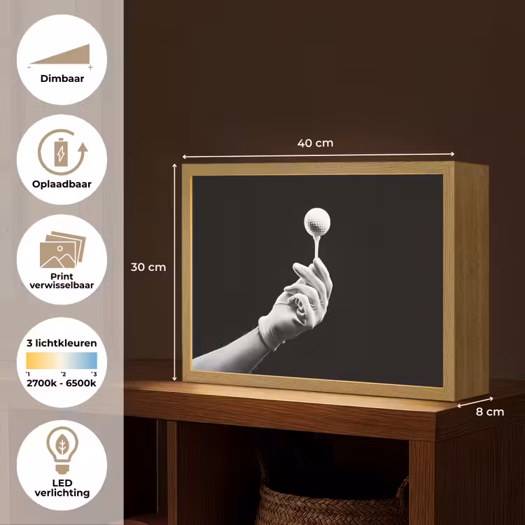 Lightbox - Wandlamp - Golfbal - Zwart - Wit — 10