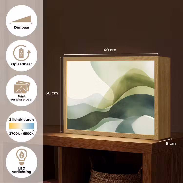 Lightbox - Wandlamp - Golven - Abstract - Lichtgroen - Sierlijk — 10