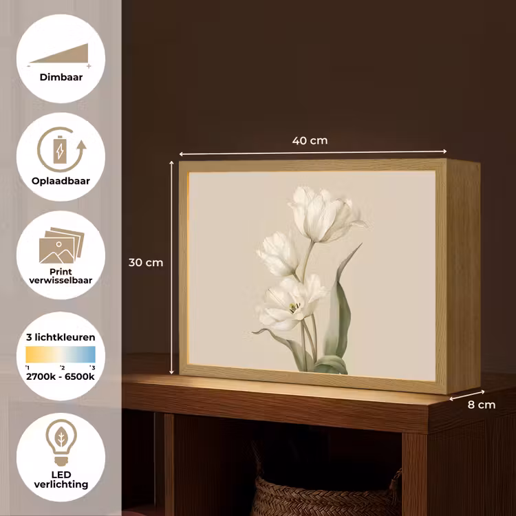 Lightbox - Wandlamp - Tulpen - Wit - Bladeren — 10