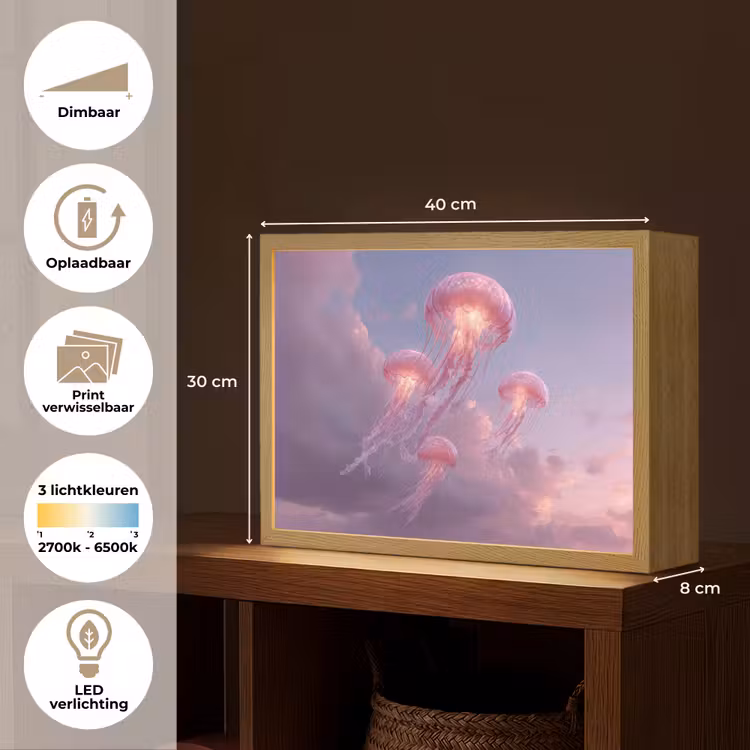 Lightbox - Wandlamp - Kwallen - Roze - Wolken — 10