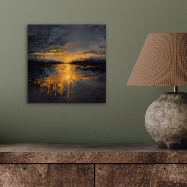 Aluminium schilderij - Gouden Reflectie op Water — 3