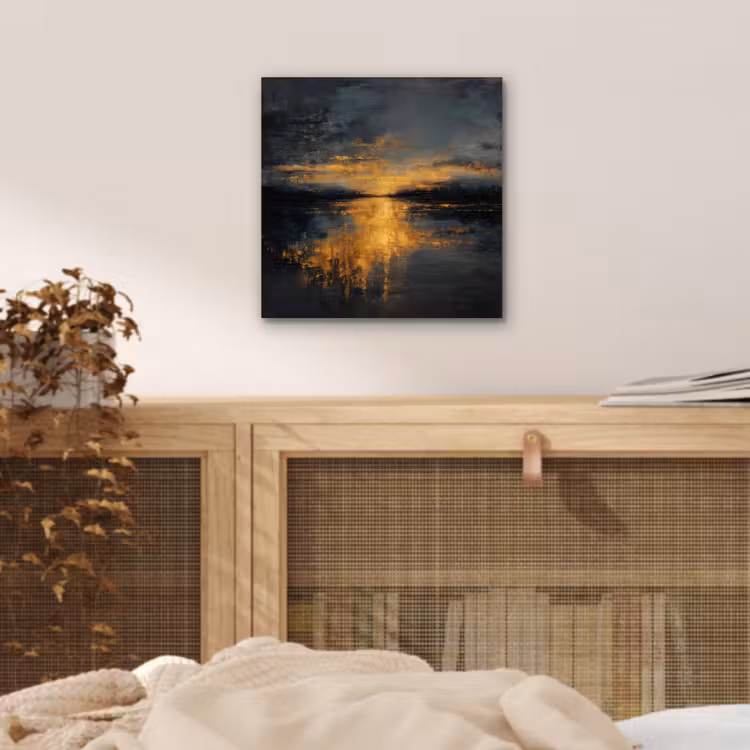 Aluminium schilderij - Gouden Reflectie op Water — 4