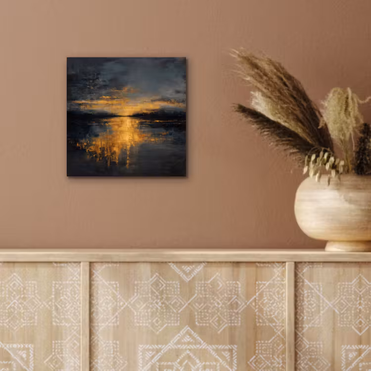 Aluminium schilderij - Gouden Reflectie op Water — 5