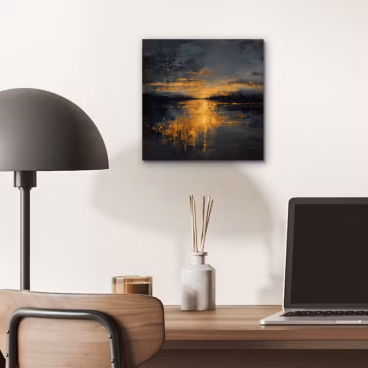 Aluminium schilderij - Gouden Reflectie op Water — 6