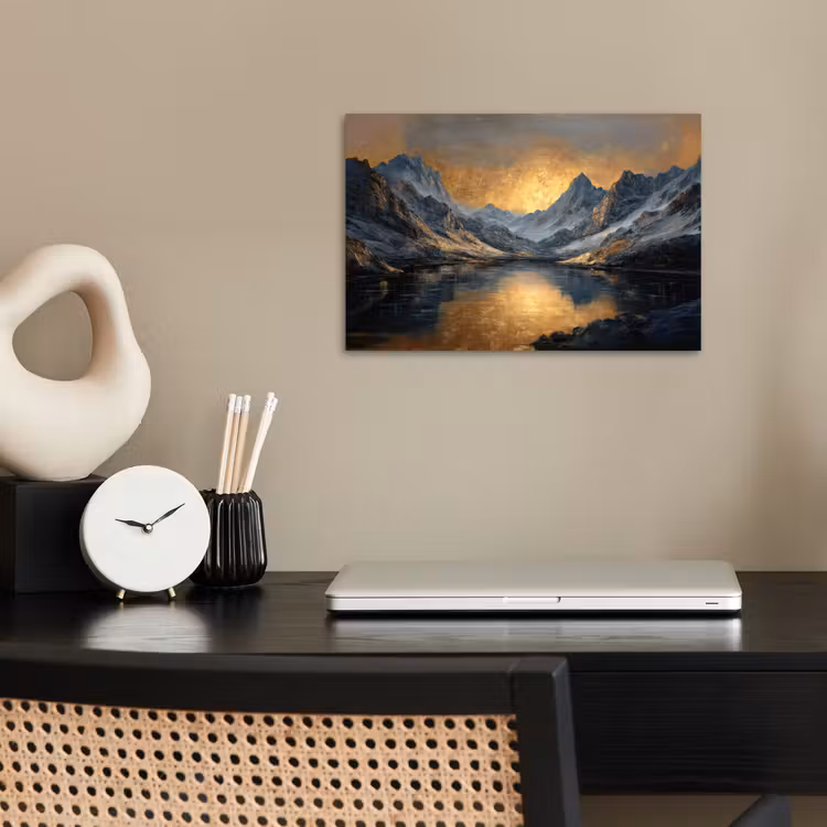 Poster - Berglandschap met Gouden Zonsondergang — 2