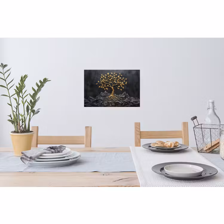 Muursticker - Bladeren - Goud - Boom - Rots — 3