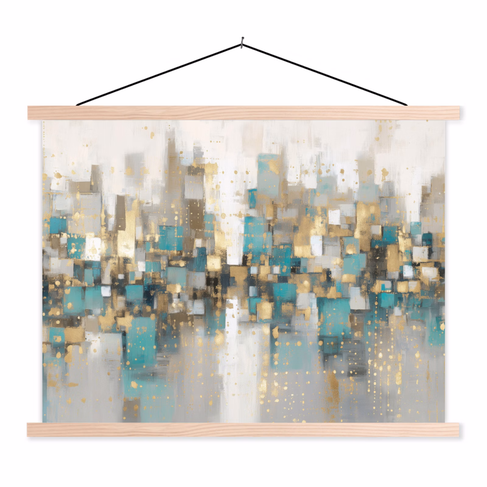 Schoolplaat - Abstract - Blokken - Goud - Skyline — 1