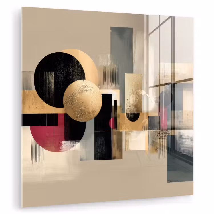 Glas schilderij - Abstract - Vormen - Beige - Texturen — 1