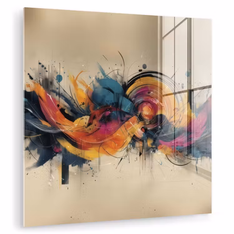 Glas schilderij - Explosie - Kleurrijk - Vormen - Abstract — 1