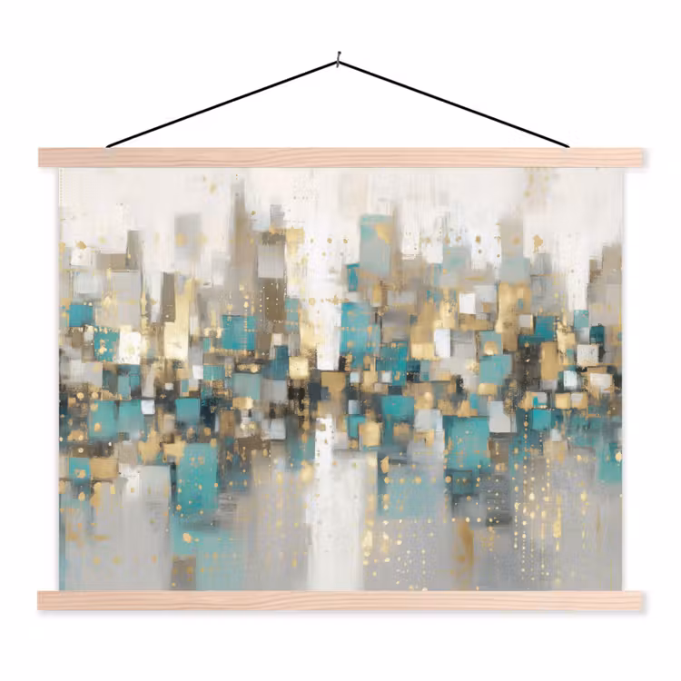 Schoolplaat - Abstract - Blokken - Goud - Skyline — 1