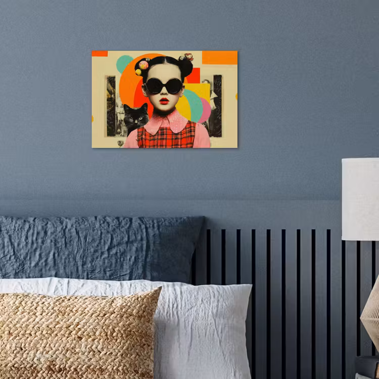 Poster - Meisje - Zonnebril - Kat - Retro — 3
