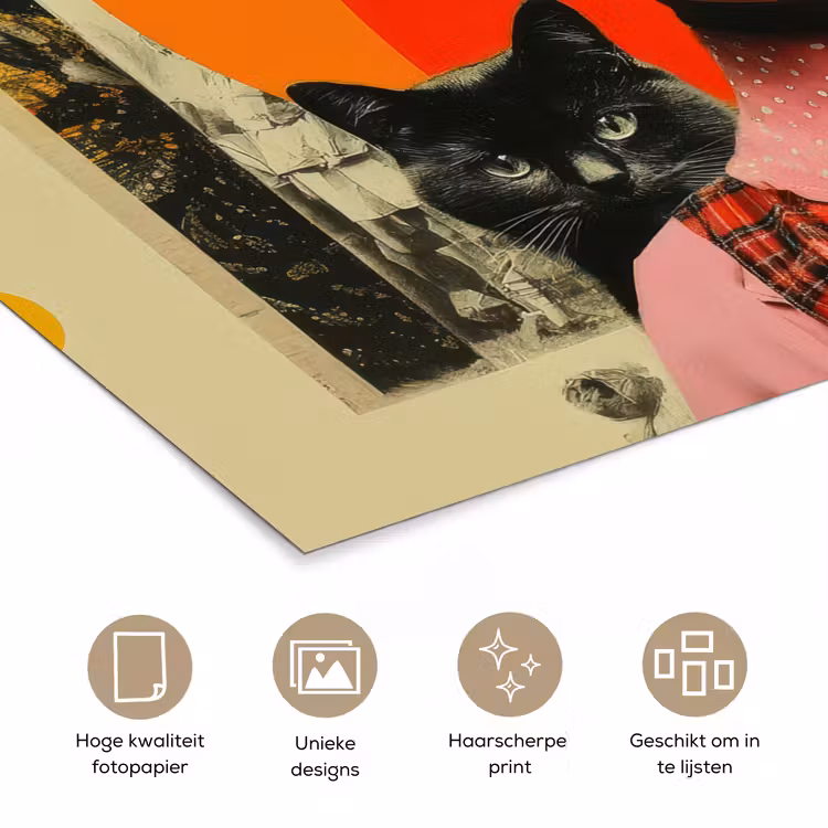 Poster - Meisje - Zonnebril - Kat - Retro — 5
