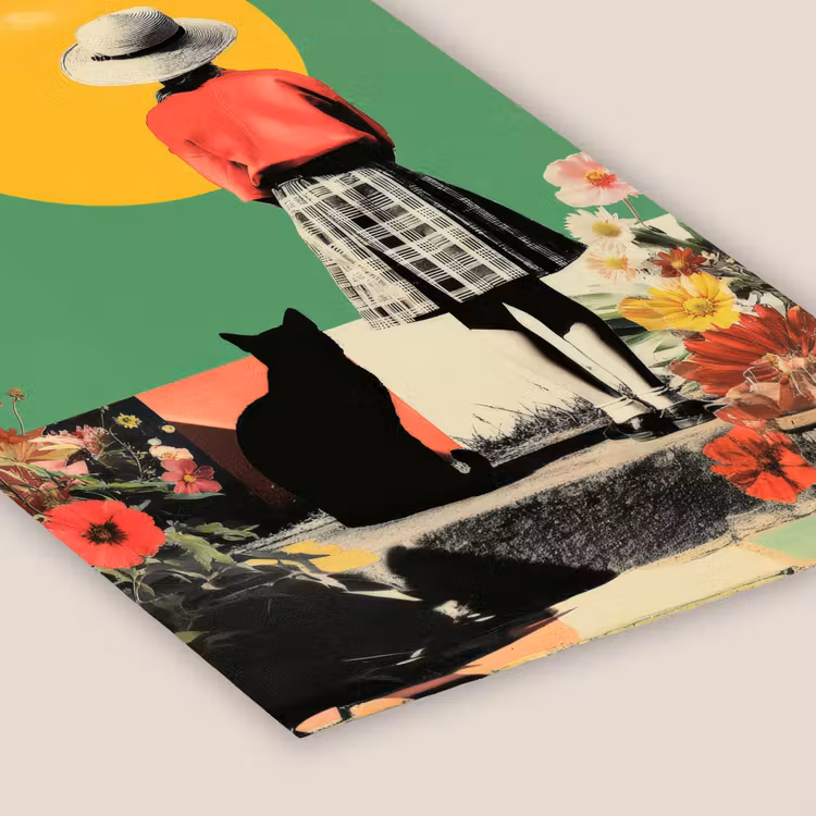 Poster met lijst - Meisje met Zwarte Kat Collage — 7