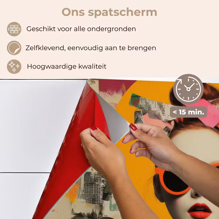 Spatscherm keuken - Vrouw - Bril - Strik - Retro — 4