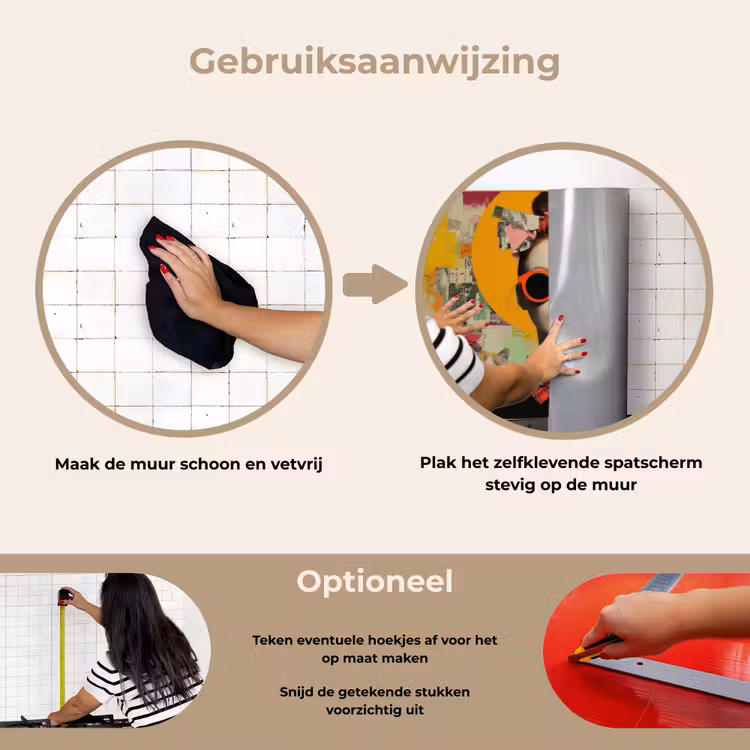 Spatscherm keuken - Vrouw - Bril - Strik - Retro — 8