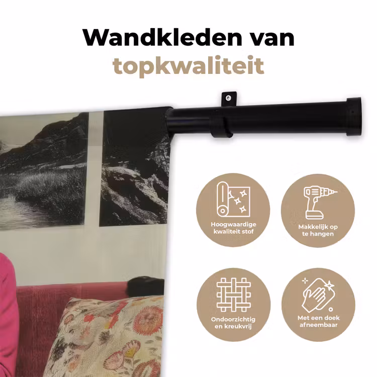 Wandkleed - Vrouw - Kat - Bloemen - Kopje - Retro — 3