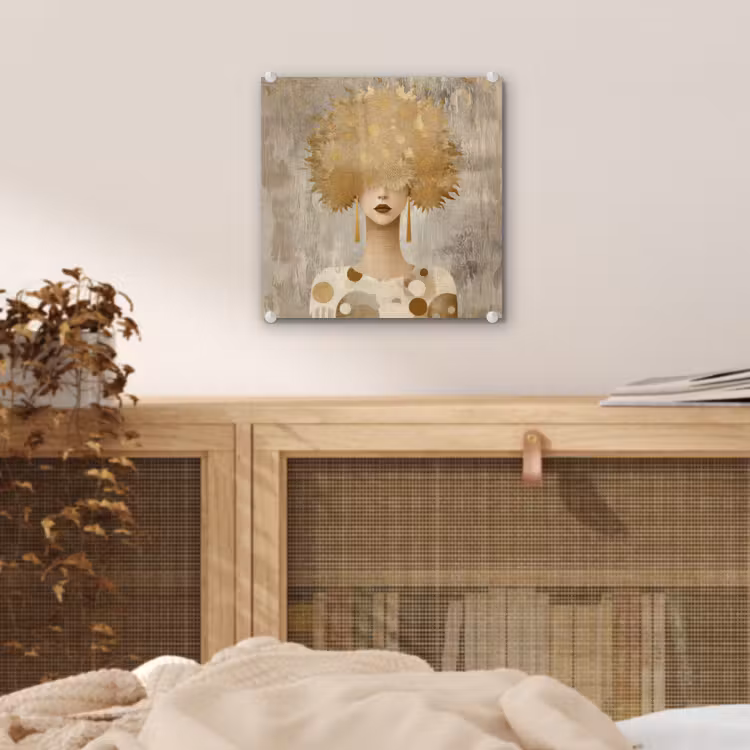 Glas schilderij - Goud - Portret - Vrouw — 5