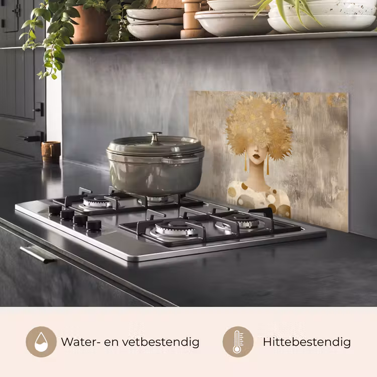 Spatscherm keuken - Goud - Portret - Vrouw — 7