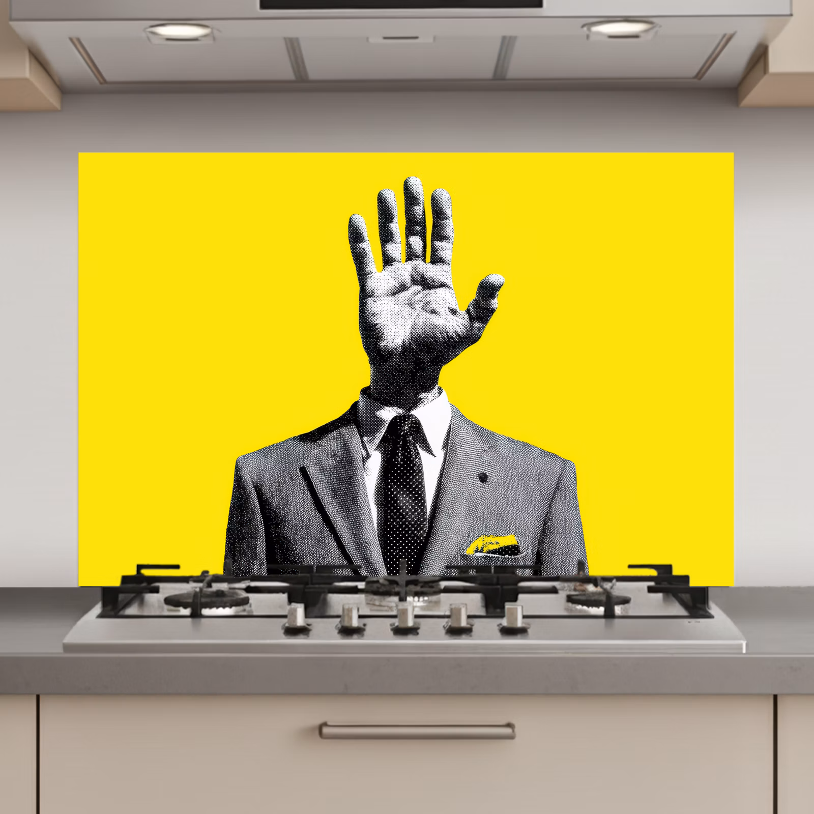 Spatscherm keuken - Pak - Hand - Geel — 1
