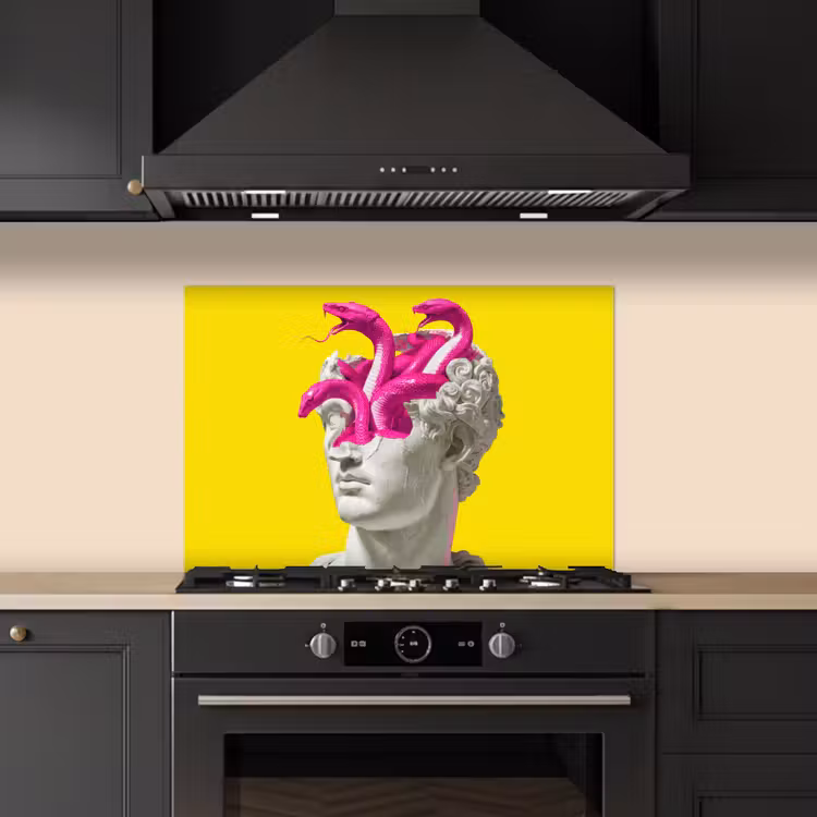 Spatscherm keuken - Buste - Slangen - Geel — 2