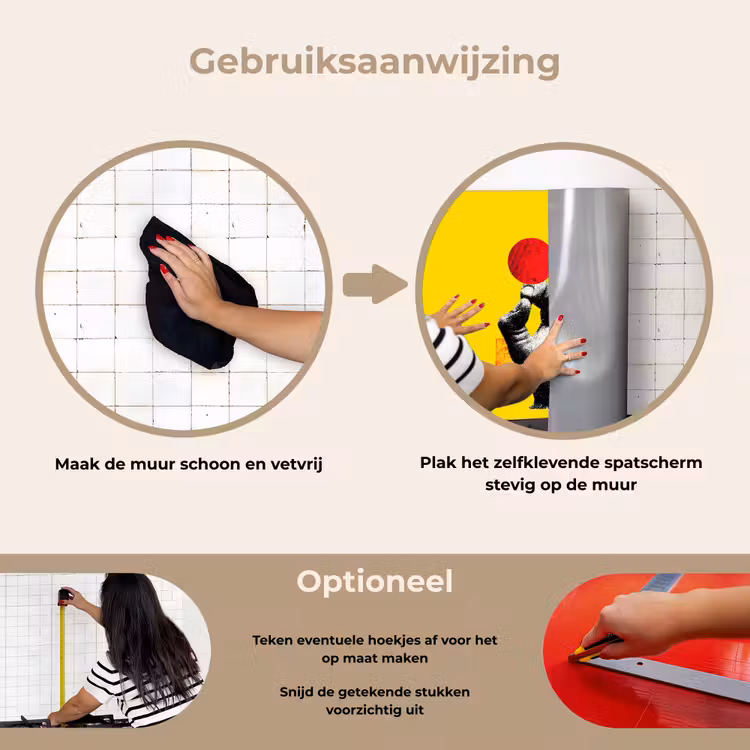 Spatscherm keuken - Hand - Rode cirkel - Geel — 8