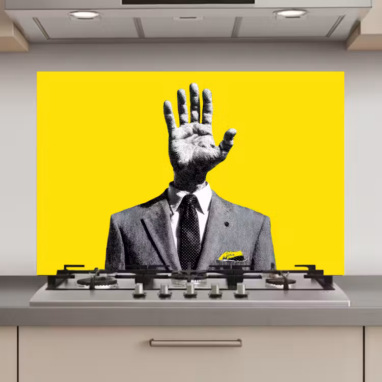 Spatscherm keuken - Pak - Hand - Geel — 1
