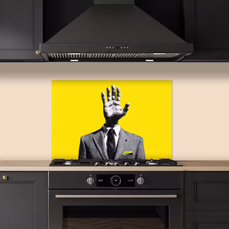 Spatscherm keuken - Pak - Hand - Geel — 2