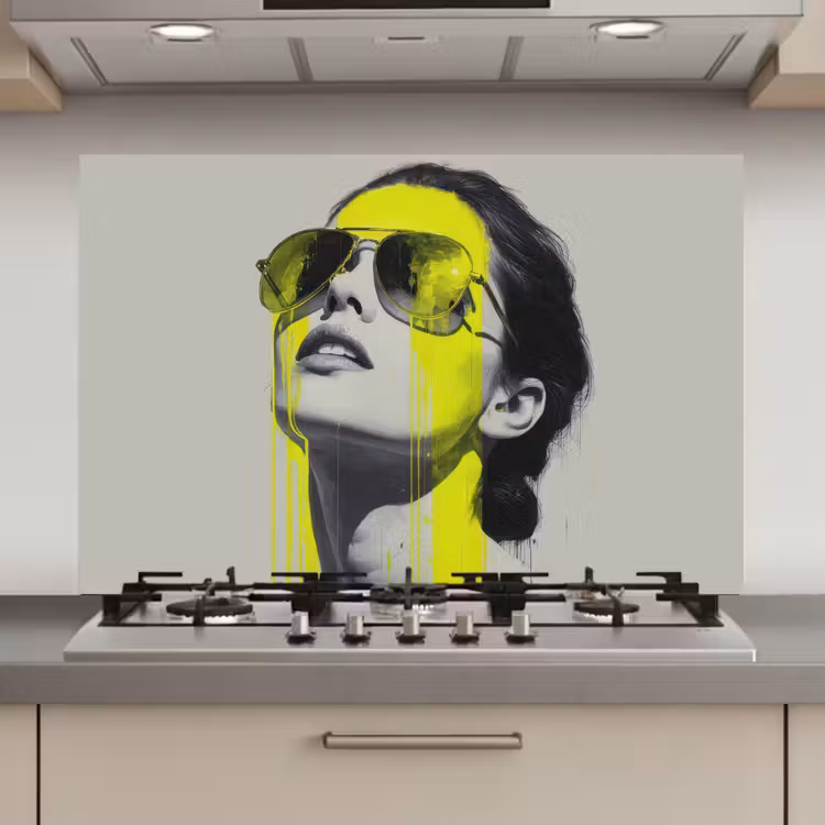 Spatscherm keuken - Vrouw - Bril - Verf — 1