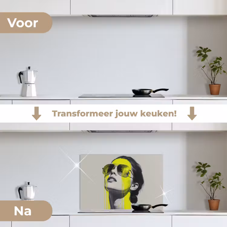 Spatscherm keuken - Vrouw - Bril - Verf — 3