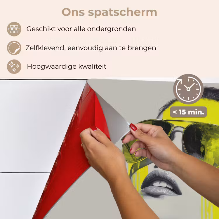 Spatscherm keuken - Vrouw - Bril - Verf — 4