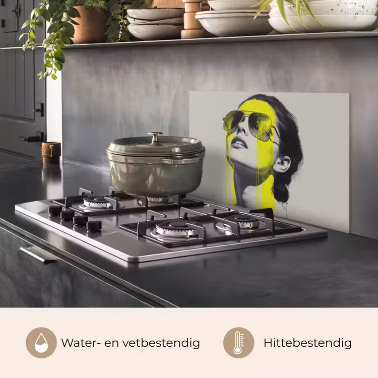 Spatscherm keuken - Vrouw - Bril - Verf — 7